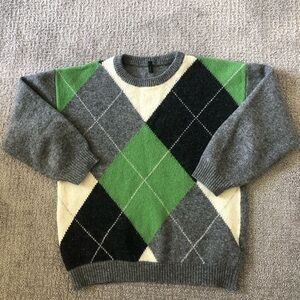 Green plaid sweater